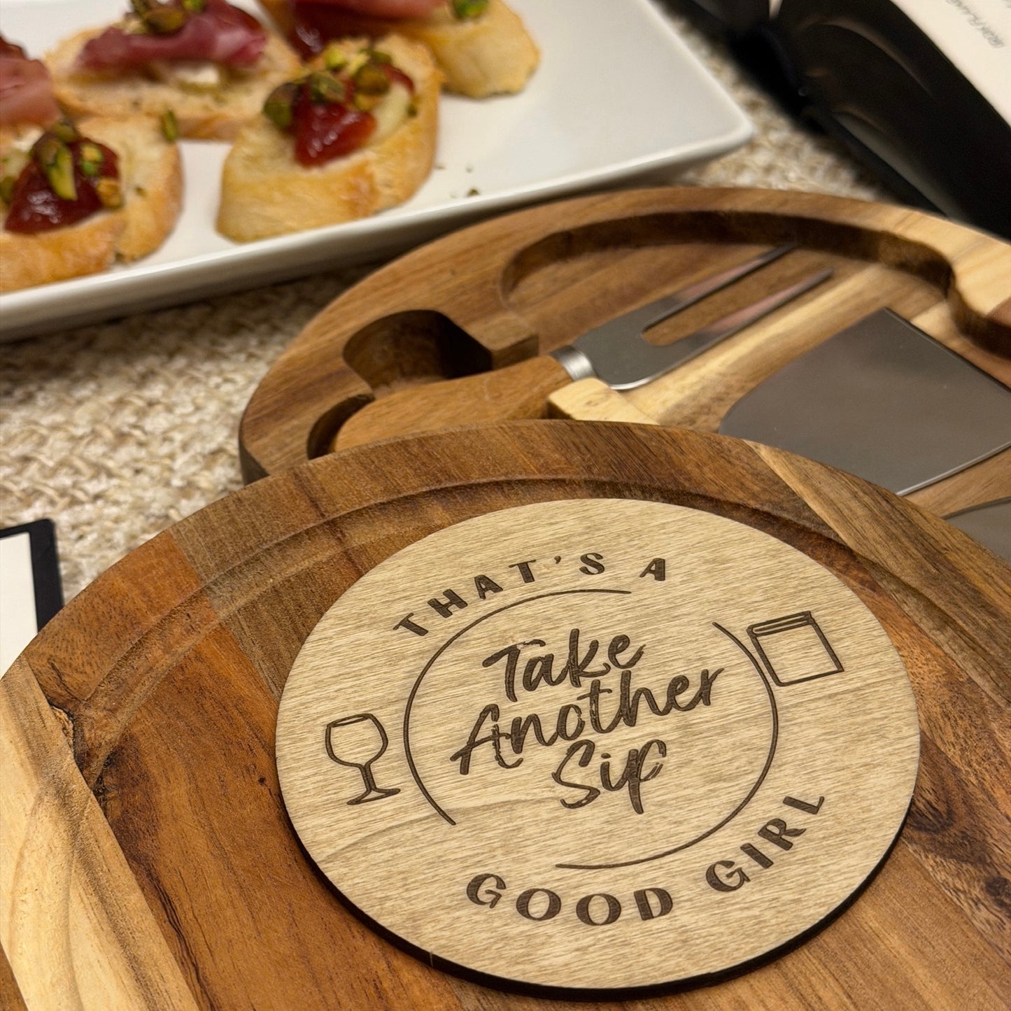 Cheeky Wood Coaster Set (Set of 4)